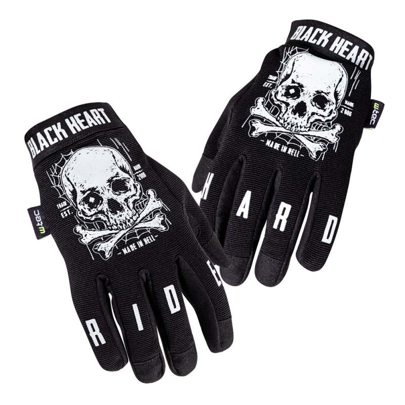 Moto rukavice W-TEC Black Heart Web Skull černá L