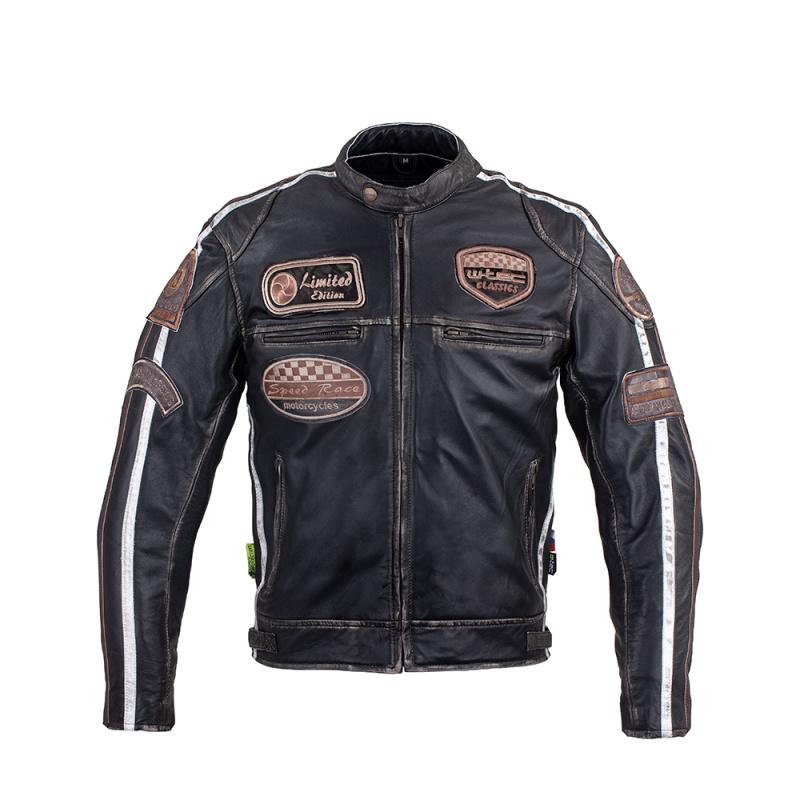 Pánská kožená moto bunda W-TEC Sheawen Vintage černá 5XL