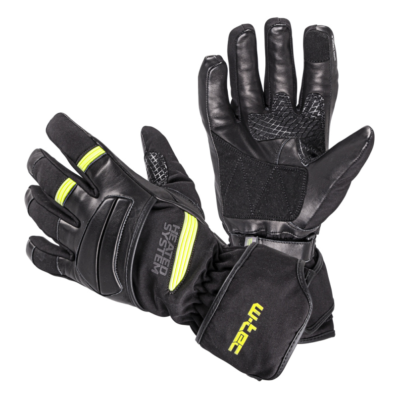 Vyhřívané moto a lyžařské rukavice W-TEC HEATride 2x2000 mAh černá-fluo zelená S