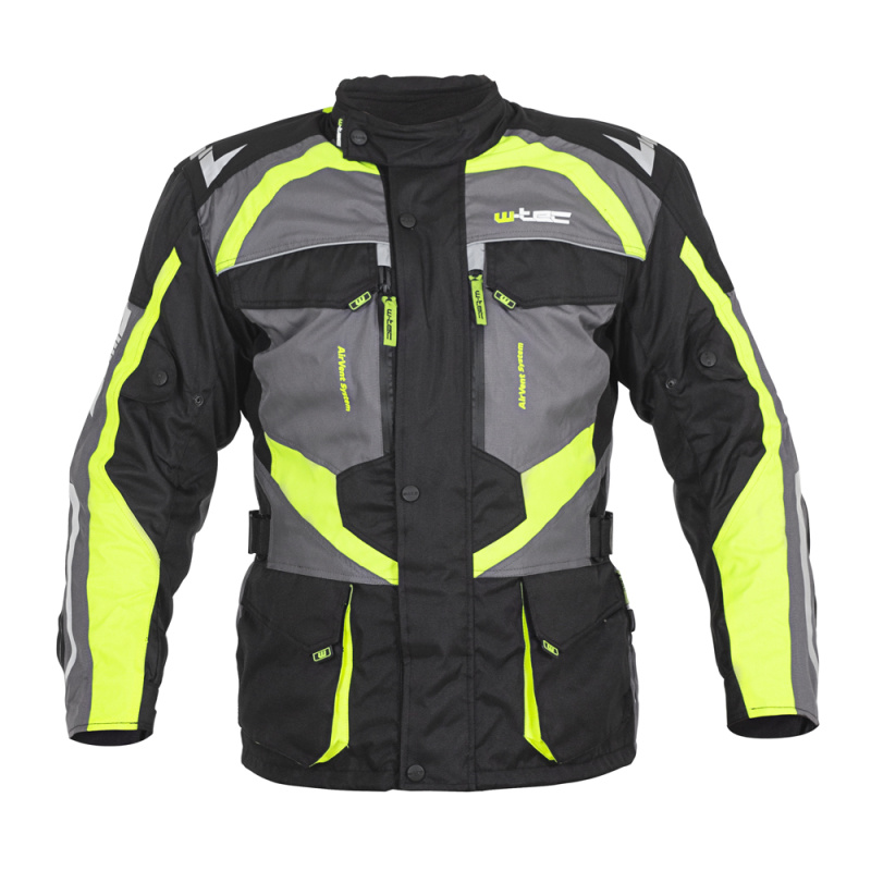 Pánská moto bunda W-TEC Burdys Evo černo-šedo-zelená 5XL