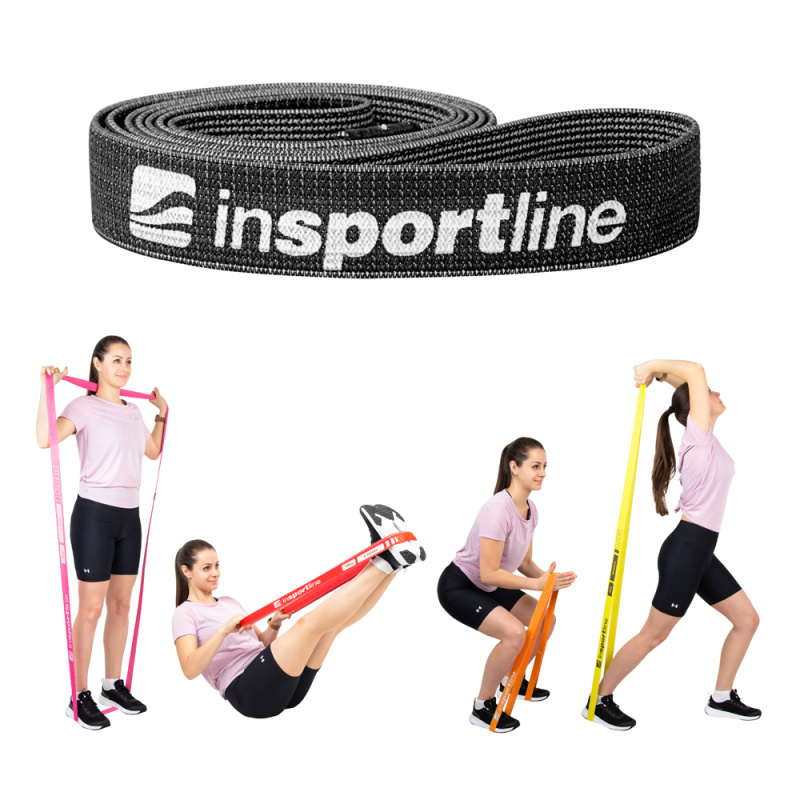 Posilovací guma inSPORTline Rand XXX Strong 208x3,3 cm / 17 kg tmavě šedá