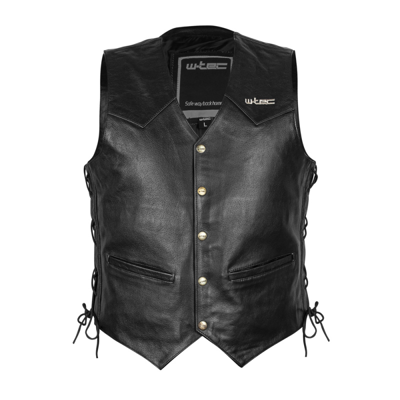 Kožená moto vesta W-TEC Rockridge Black XXL