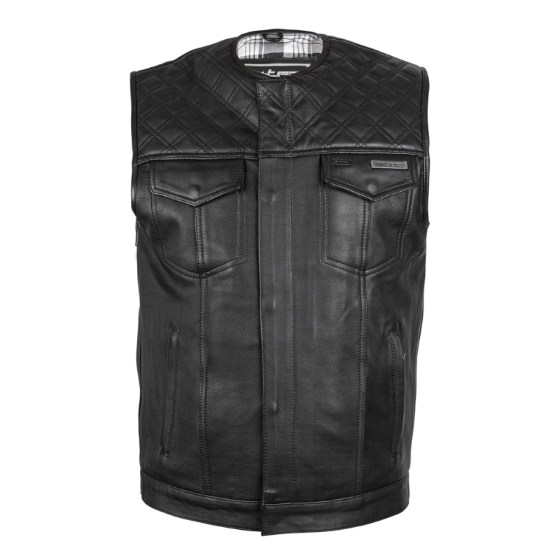 Kožená moto vesta W-TEC Losango Black 3XL