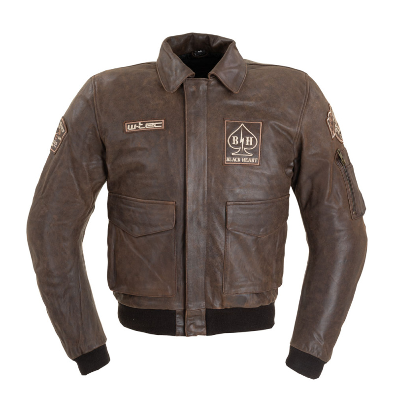 Pánská kožená bunda W-TEC Black Heart Bomber vintage hnědá S