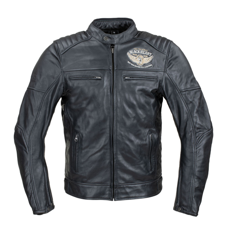 Pánská kožená bunda W-TEC Black Heart Wings Leather Jacket černá 4XL
