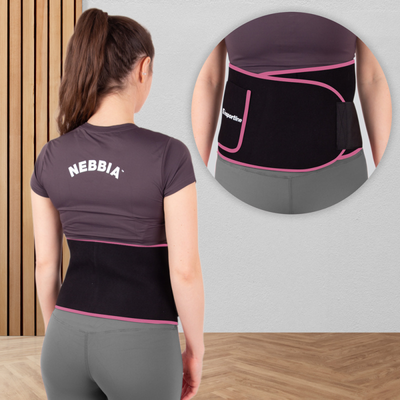 Neoprenový pás inSPORTline Waistpire s kapsičkou růžová M
