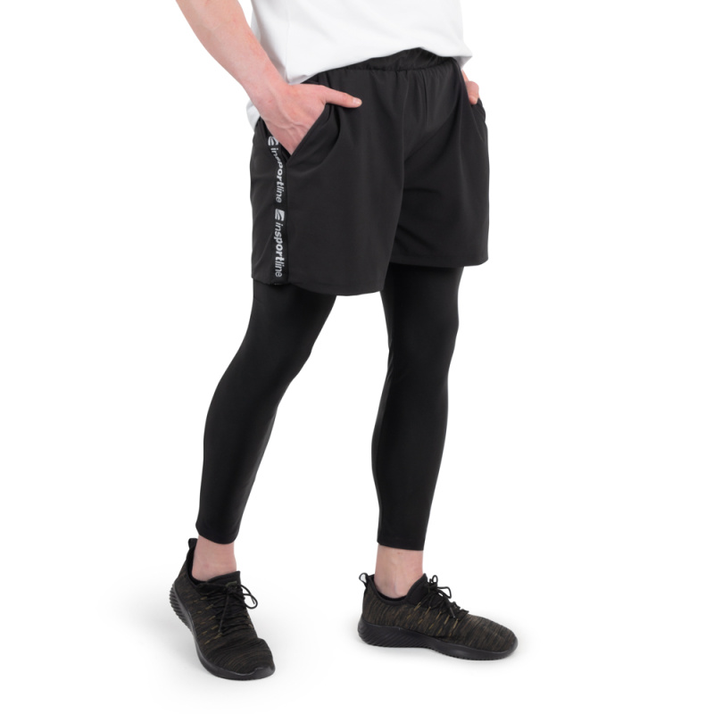 Pánské legíny 2v1 inSPORTline Closefit černá standardní M