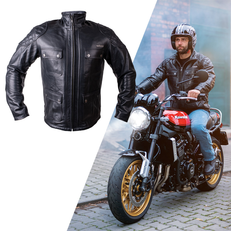 Kožená moto bunda W-TEC Valebravo černá 4XL