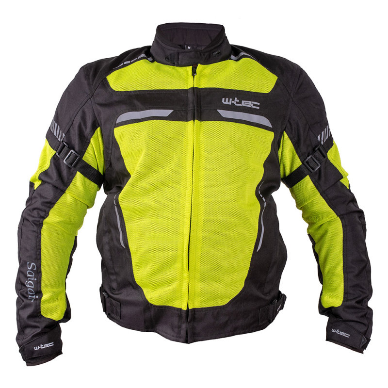 Pánská letní moto bunda W-TEC Saigair Fluo Yellow-Black 6XL