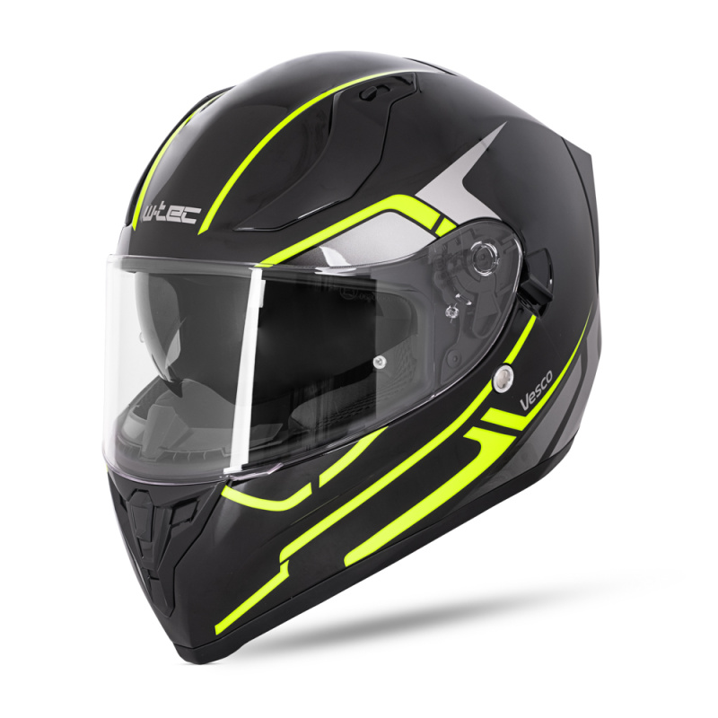 Integrální přilba W-TEC Vesco Glossy Black-Neon Yellow XXL (63)