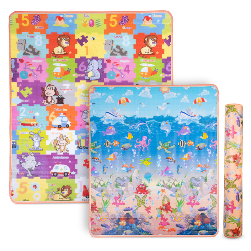 Rolovatelná dětská podložka inSPORTline Lhotino 150x180x1,5 cm Puzzle/Moře