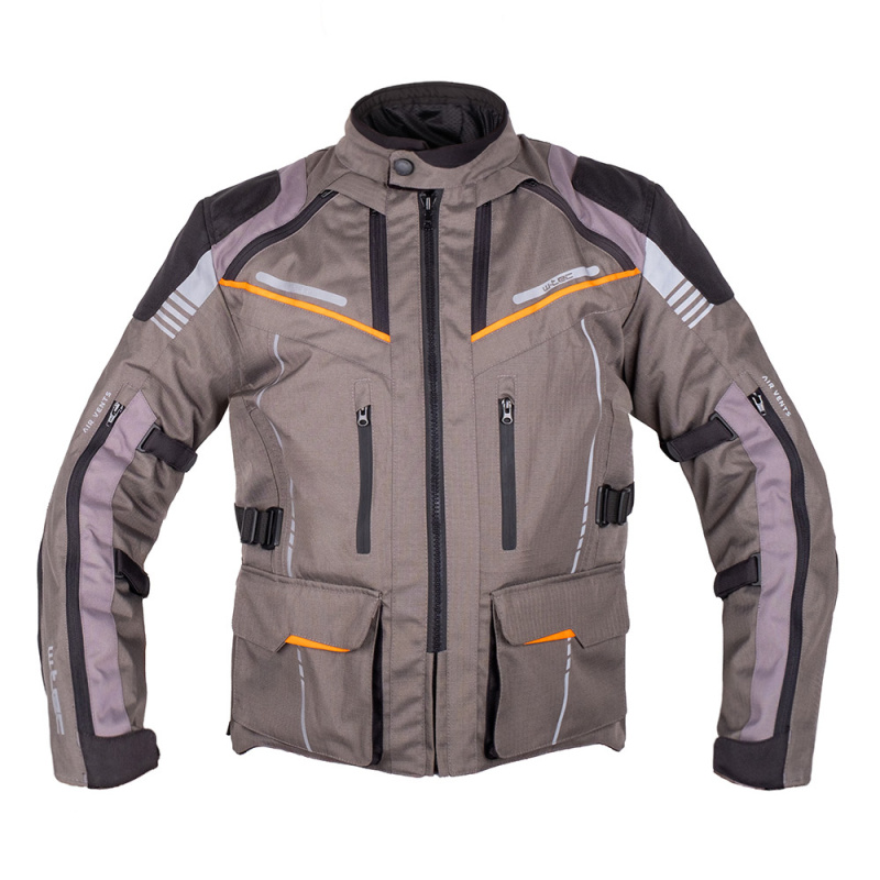 Touringová moto bunda W-TEC Smackton šedo-oranžová XXL rozšířená