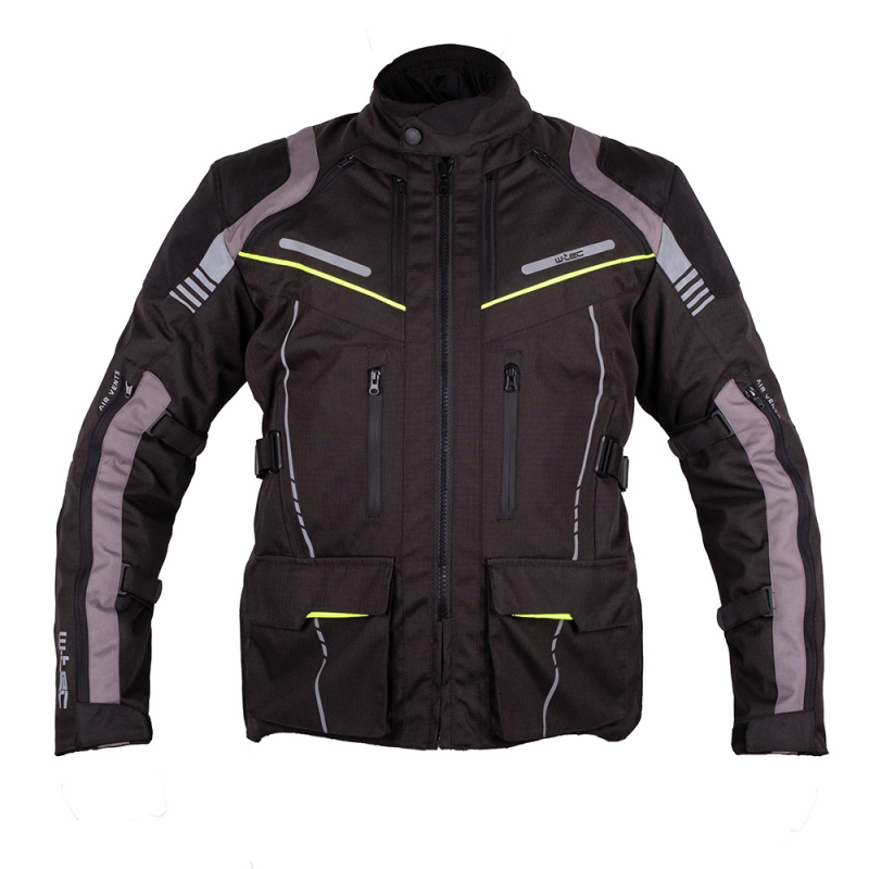 Touringová moto bunda W-TEC Smackton černo-zelená XXL rozšířená