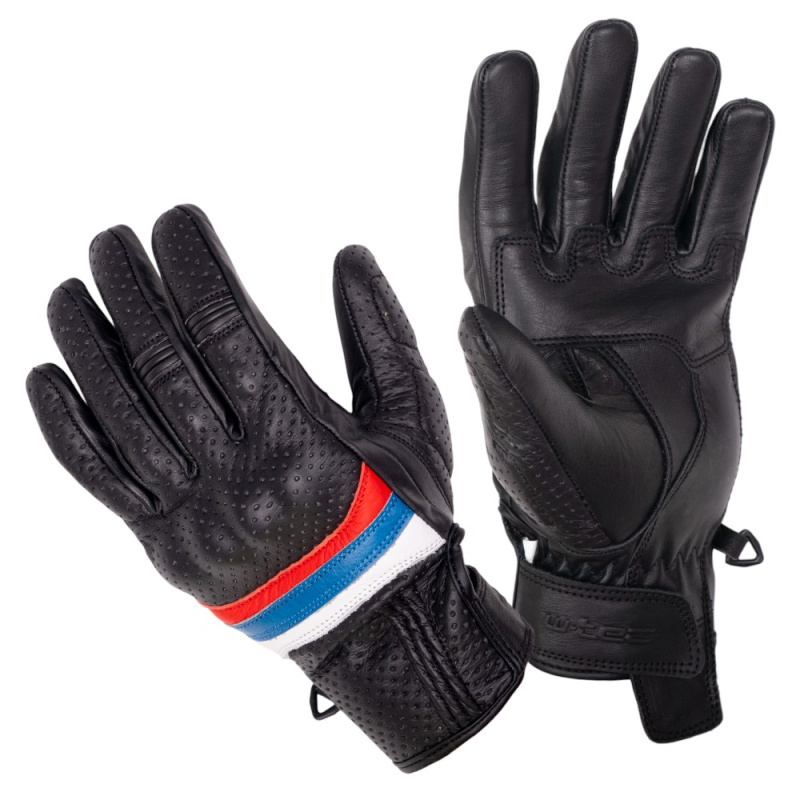 Letní kožené moto rukavice W-TEC Laudero černá XL