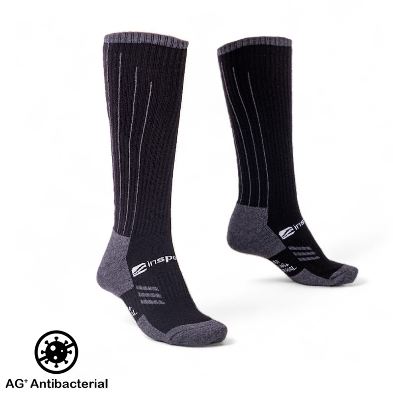 Merino podkolenky inSPORTline Meritic Ski AG+ antibakteriální černo-šedá 43-45
