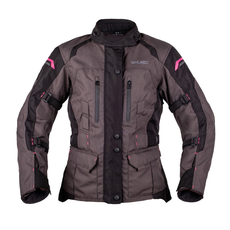 Dámská moto bunda W-TEC Barbata černo-šedo-růžová M rozšířená