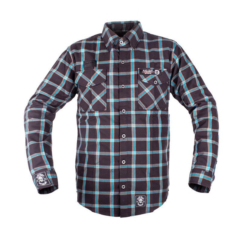 Košile W-TEC Black Heart Respector II černá s modrým pruhem L