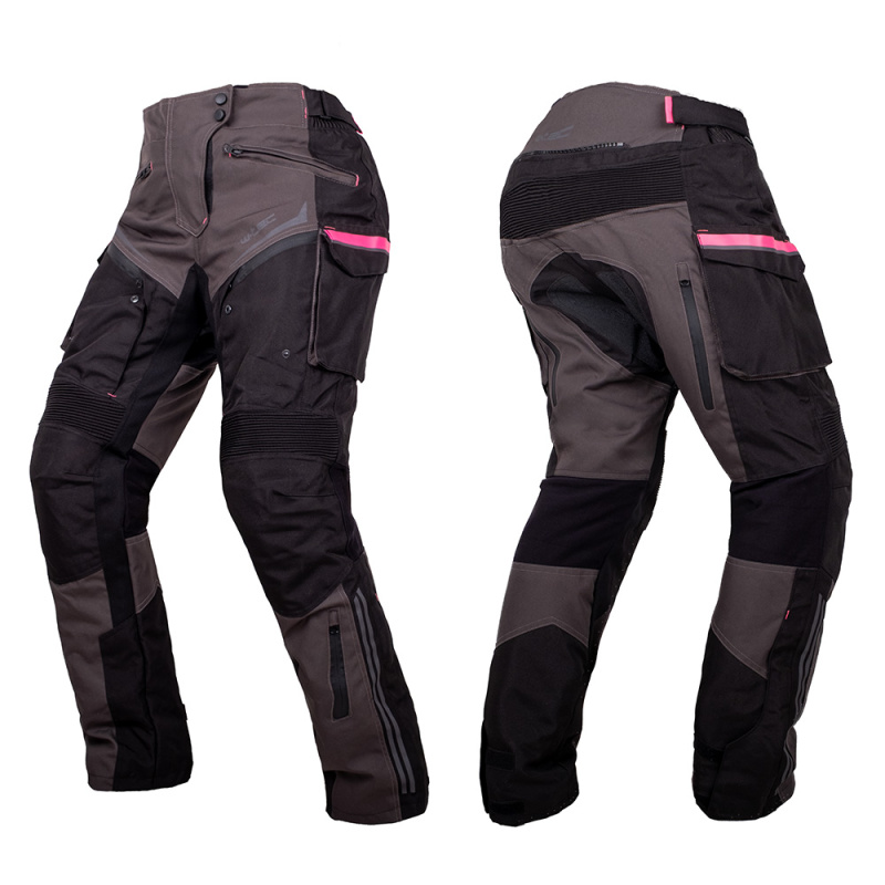 Dámské moto kalhoty W-TEC Barbata černo-šedo-růžová 4XL