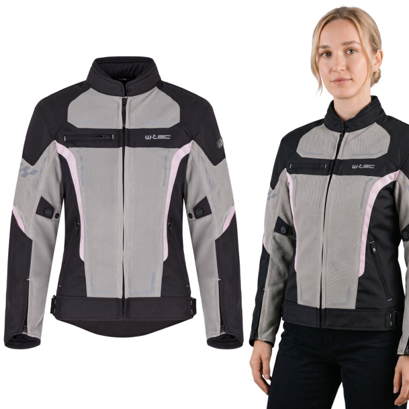 Letní dámská moto bunda W-TEC Mirelia černo-šedo-růžová 3XL
