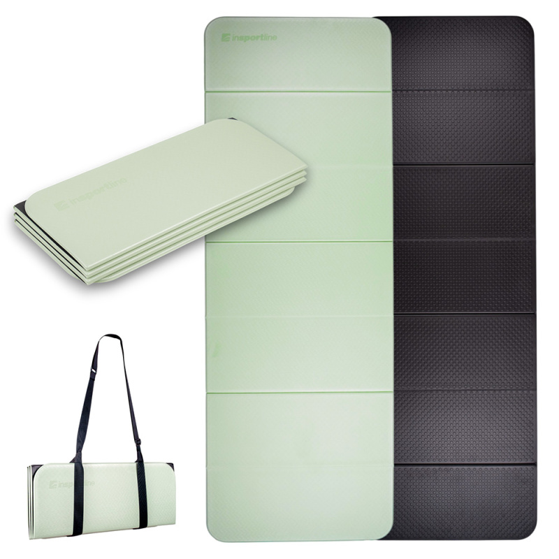 Skládací podložka na cvičení inSPORTline Misette 180x61x0,8 cm matcha zeleno-černá