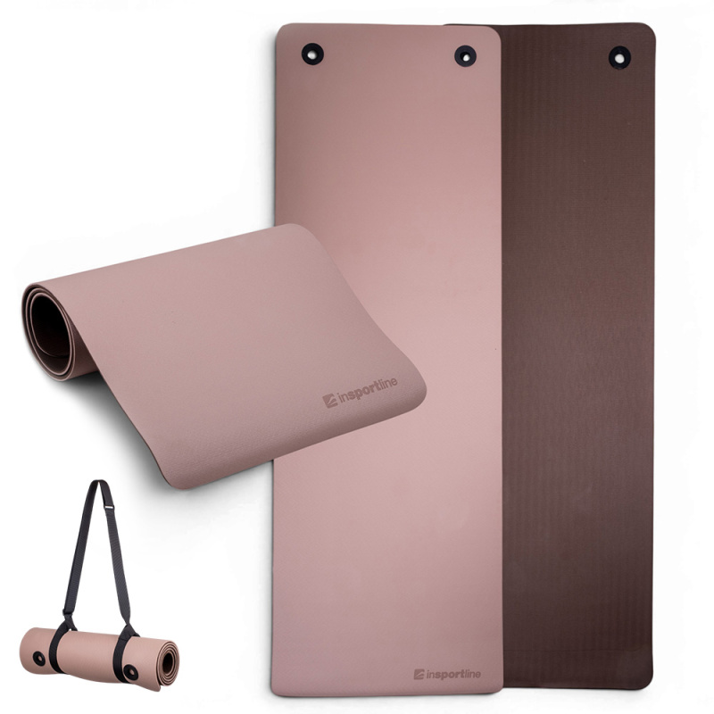 Podložka na cvičení inSPORTline Kikami 180x61x0,8 cm bamboo beige-hnědá