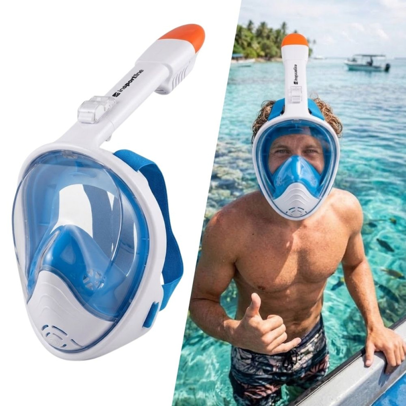 Šnorchlovací maska inSPORTline Subvion modro-bílá L/XL