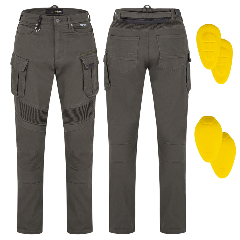 Pánské moto kalhoty W-TEC Cruise olivově zelená 42/34