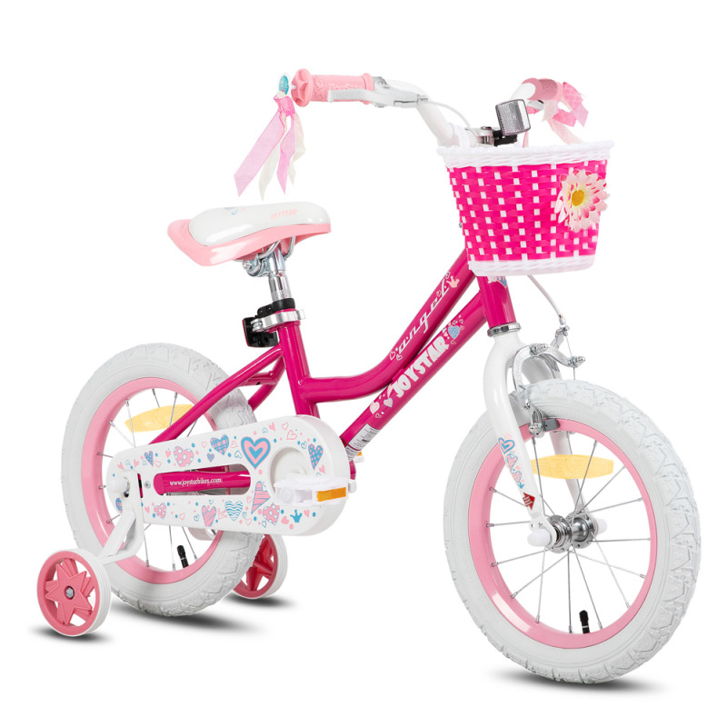 Dětské kolo Joystar Angel 12" s košíkem a kolečky • 85-105 cm fialová