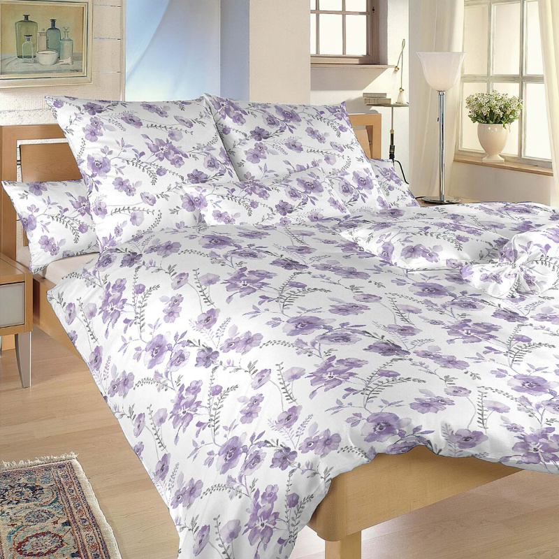 Dadka Povlečení krep Kvítí fialové na bílém Varianta: Povlečení krep Kvítí fialové na bílém 140x200, 70x90 cm