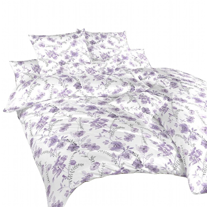 Dadka Povlečení krep Kvítí fialové na bílém Varianta: Povlečení krep Kvítí fialové na bílém 140x200, 70x90 cm