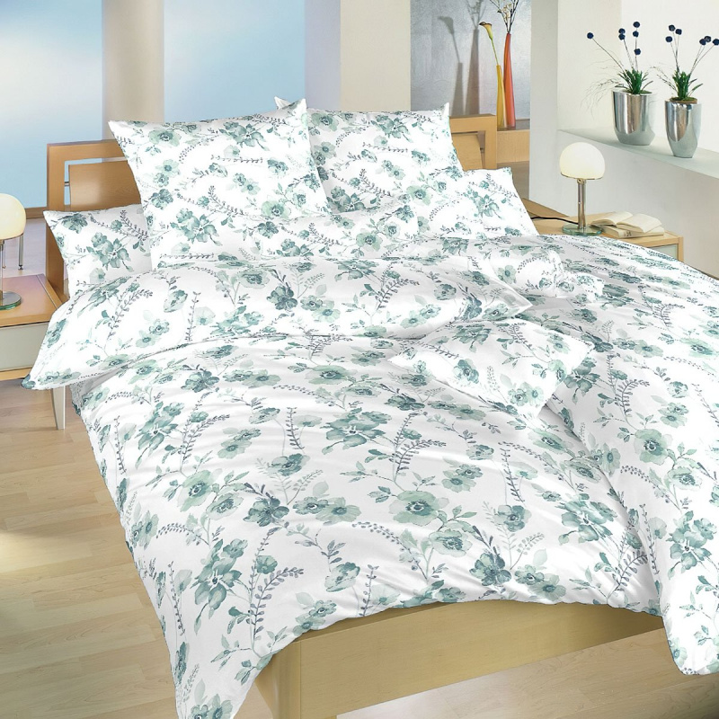 Dadka Povlečení krep Kvítí mentolové na bílém Varianta: Povlečení krep Kvítí mentolové na bílém 140x200, 70x90 cm
