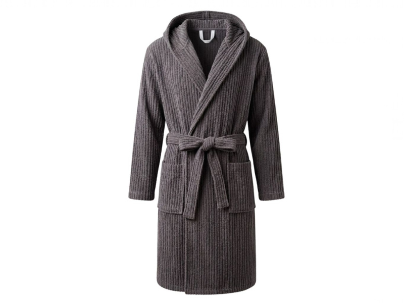 PEMITEX Froté župan 3D pruh s kapucí Barva: Šedá - tmavě, Velikost: L