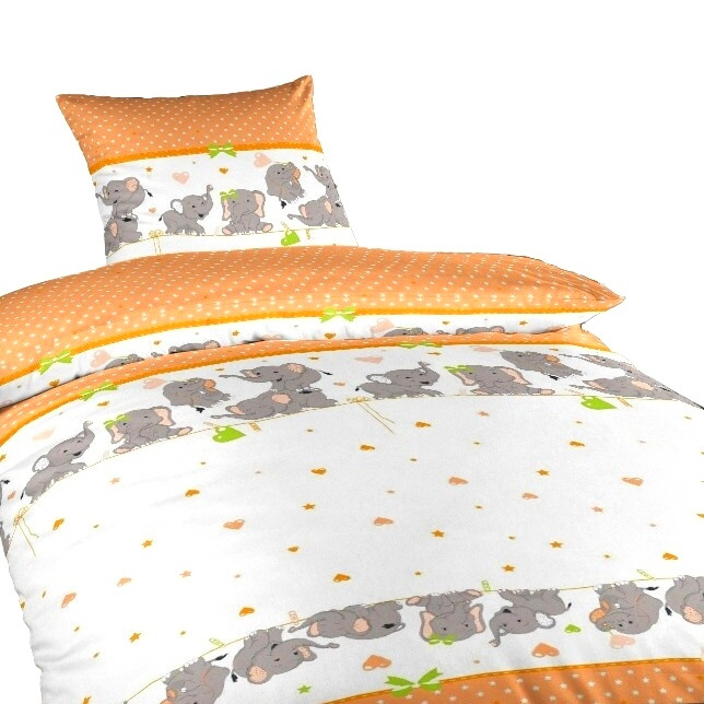 Dadka Povlečení bavlna do postýlky Sloni oranžoví Varianta: Povlečení bavlna do postýlky Sloni oranžoví 90x130, 45x60 cm