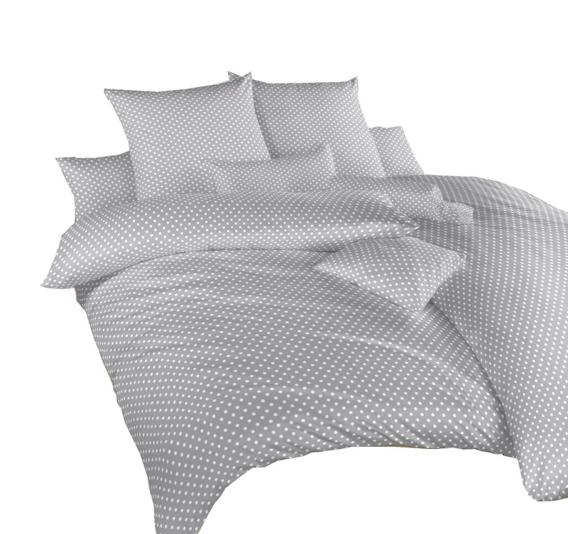 Dadka Povlečení krep Puntík bílý na šedém Varianta: Povlečení krep Puntík bílý na šedém 140x200, 70x90 cm