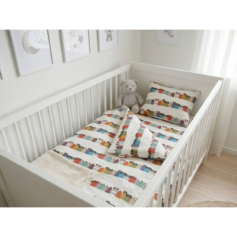 DADKA VRACOV Dadka Povlečení bavlna do postýlky Barevné domečky 90x130, 45x60 cm