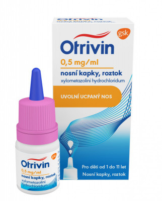 Otrivin 0,5mg/ml nosní kapky pro děti při léčbě ucpaného nosu 10ml