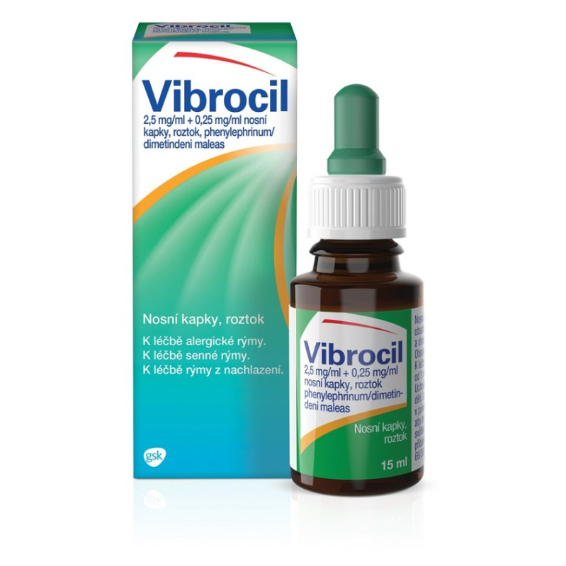 VIBROCIL 2,5MG/ML+0,25MG/ML Nosní kapky, roztok 1X15ML