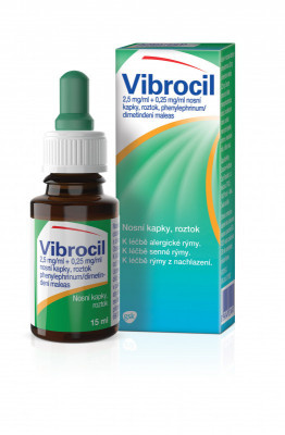 VIBROCIL 2,5MG/ML+0,25MG/ML Nosní kapky, roztok 1X15ML