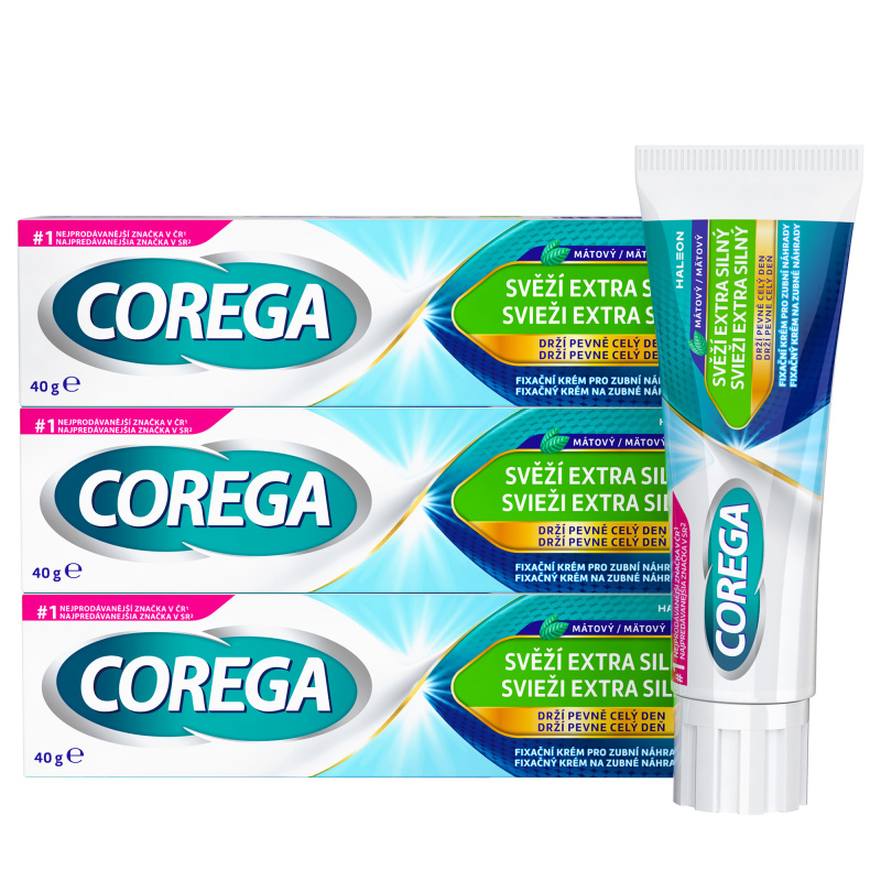 COREGA Fixační extra silný krém svěží dech 3 kusy 40 g