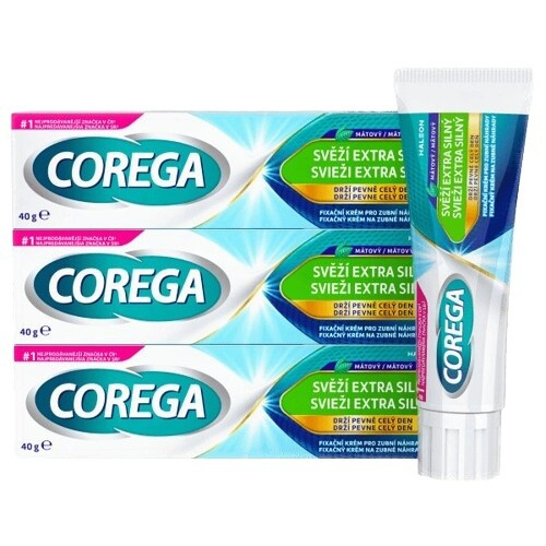COREGA Fixační extra silný krém svěží dech 3 kusy 40 g