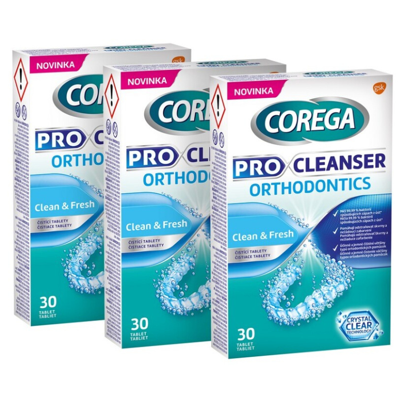 COREGA Pro cleanser orthodontics čistící tablety pro rovnátka 3x30 ks