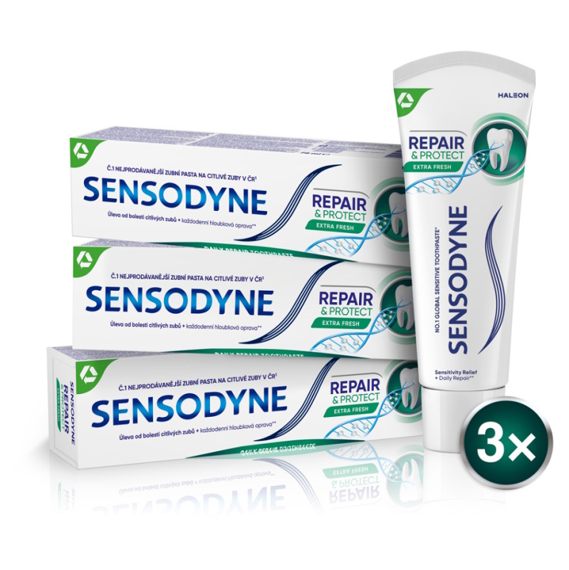SENSODYNE Zubní pasta Repair&Protect Extra Fresh s fluoridem 3 x 75 ml