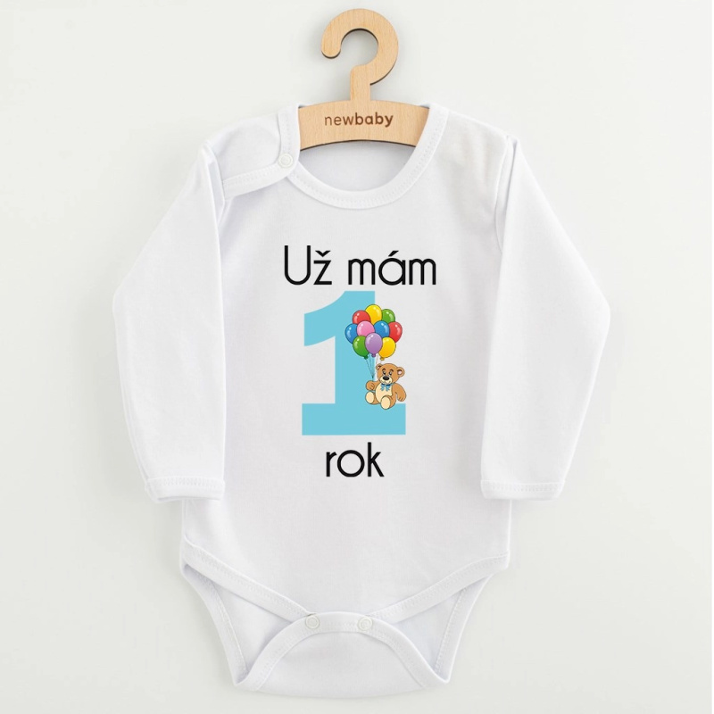 Body s dlouhým rukávem New Baby Už mám 1 rok – modré