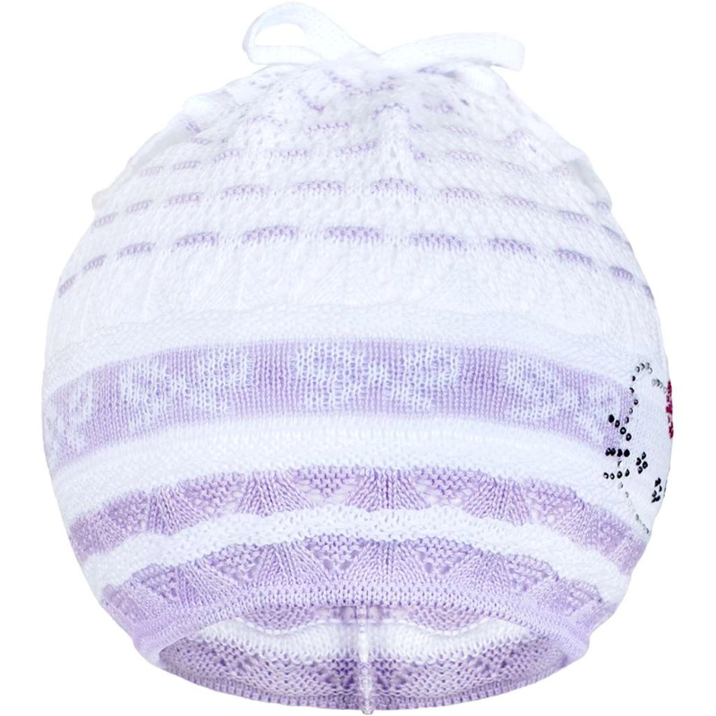Pletená čepička‑šátek s kočičkou fialová