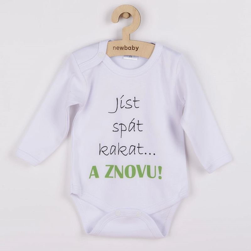 Dětské body s dlouhým rukávem New Baby – jíst, spát, kakat… a znovu!