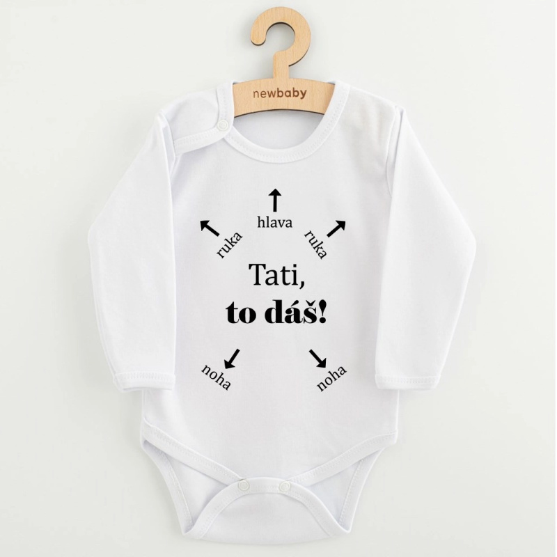 Kojenecké bavlněné body s potiskem New Baby Tati, to dáš!