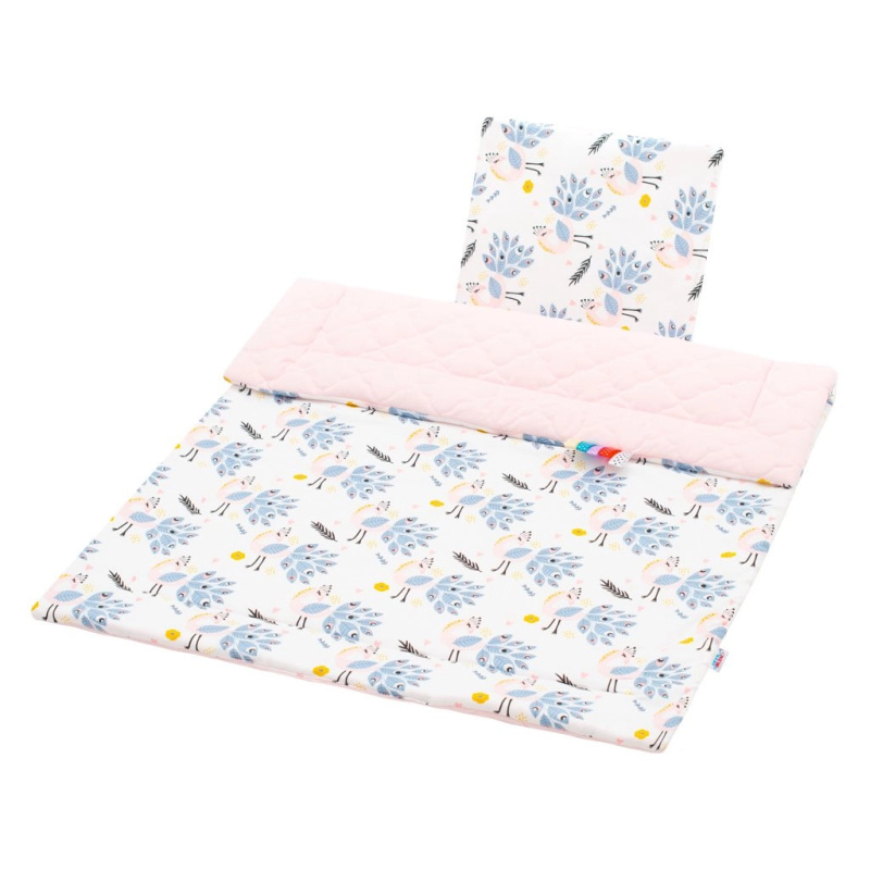 Oboustranný velvet set do kočárku New Baby pávi růžový