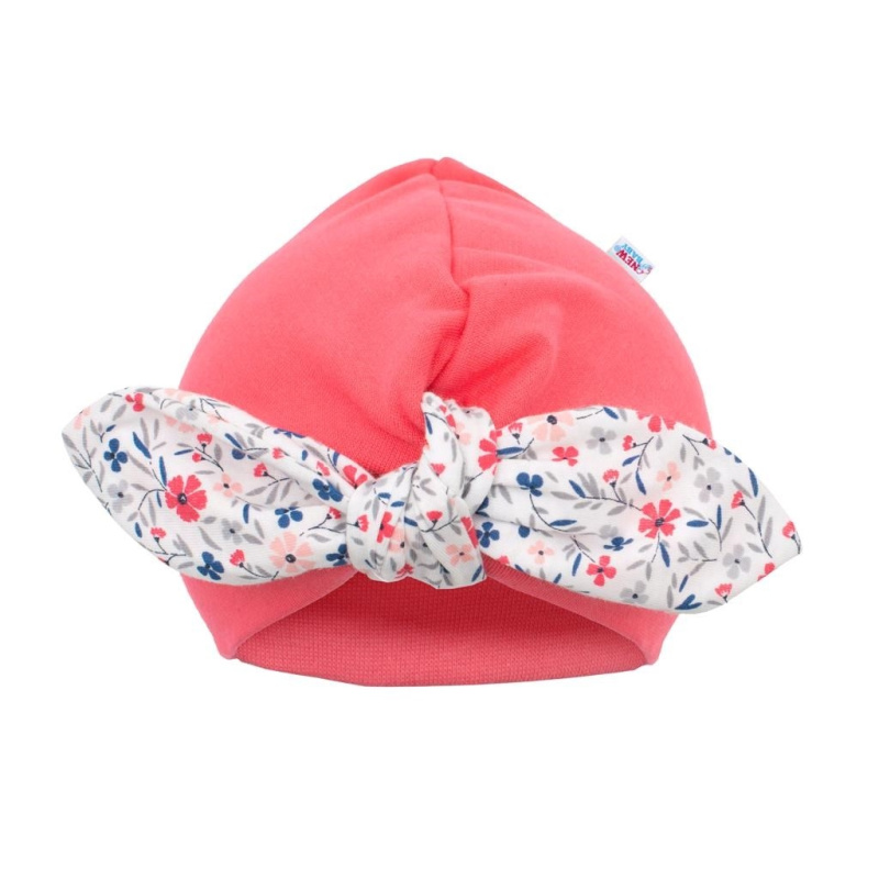 Dívčí čepička turban New Baby For Girls z bavlny s květinovým vzorem