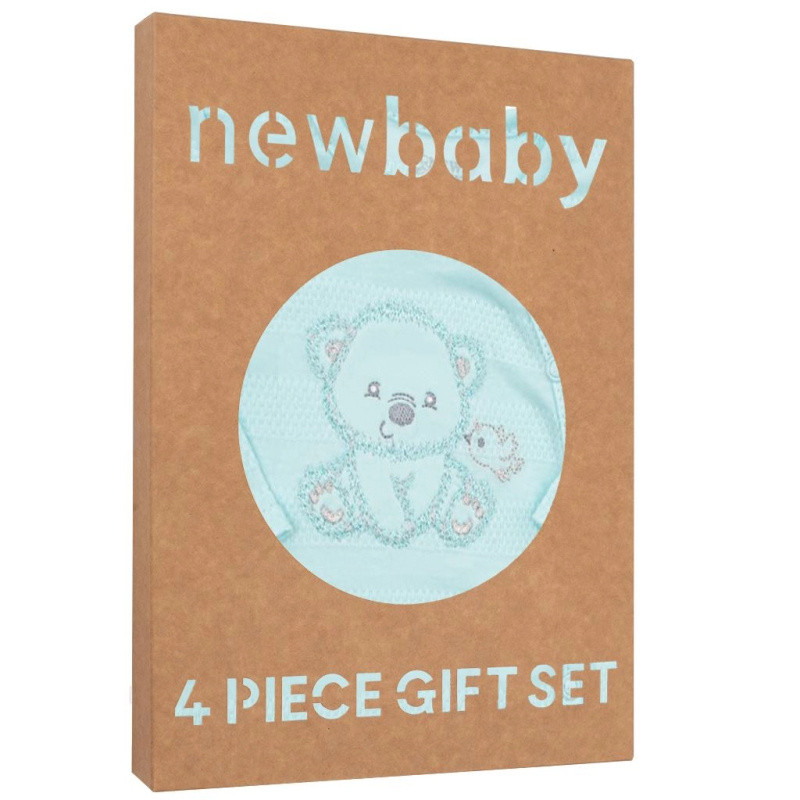 Kojenecká dárková souprava do porodnice NEW BABY Sweet Bear, modrá, 4 díly