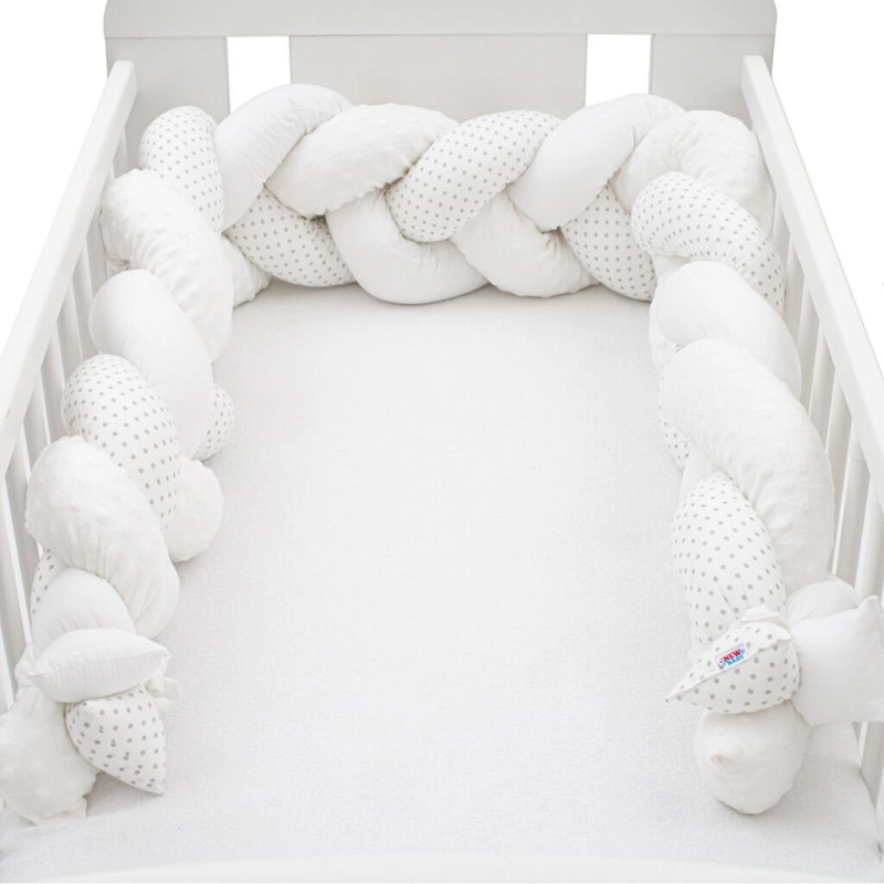 Pletený mantinel do postýlky cop NEW BABY Minka a Puntík, šedý